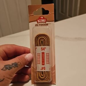 Kiwi Outdoor Yellow and Brown Woven Shoelaces 54" New In Box!